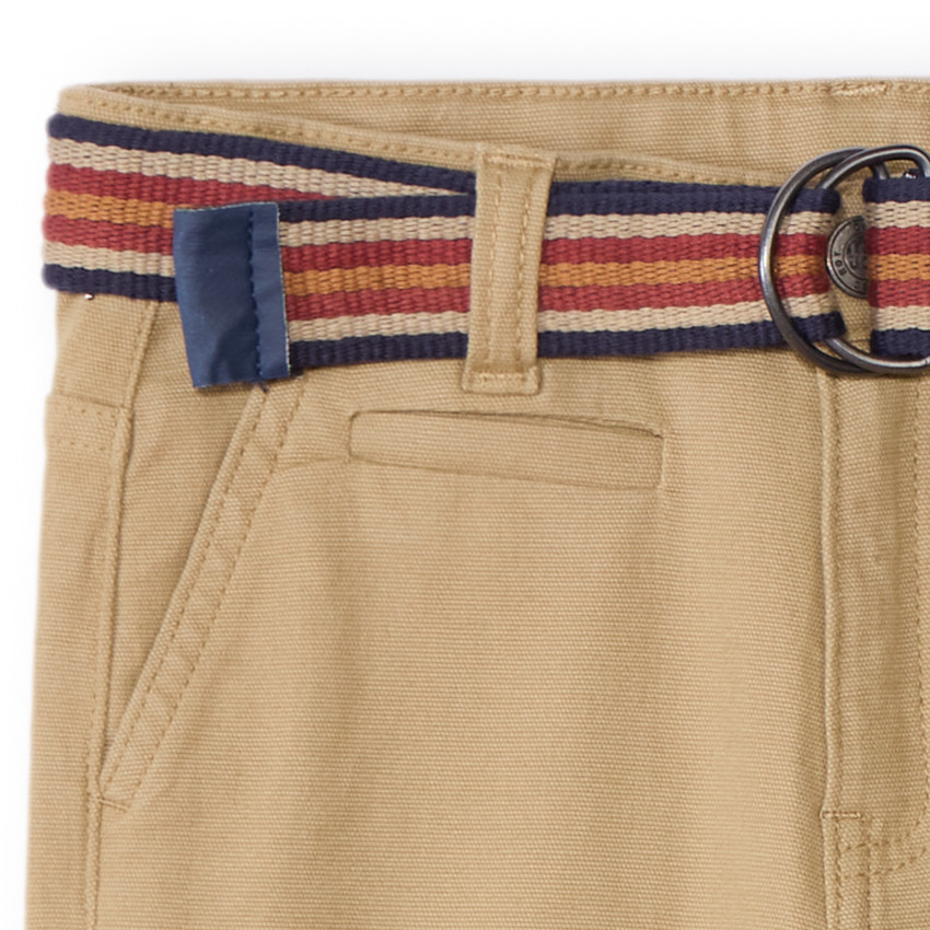 Broek met gestreepte geweven riem en dubbele gesp voor jongens 