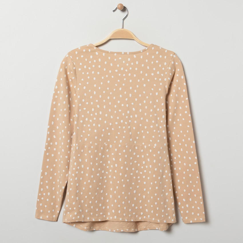 T-shirt manches longues de grossesse et d'allaitement à pois 