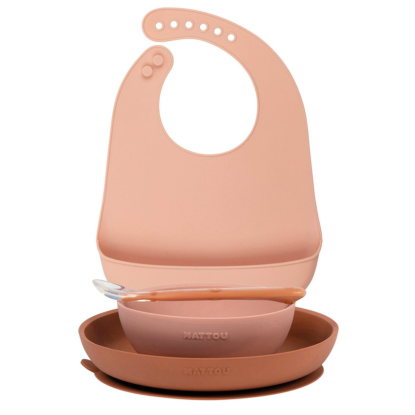 Coffret repas en silicone 4 pièces - Rose 