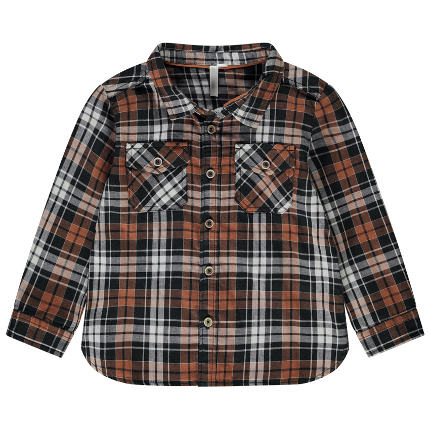 Baby jongens overhemd met lange mouwen en ruitjes 