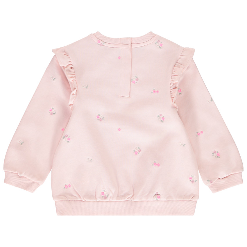 Sweatshirt met fleece, geborduurd en met ruches voor meisje 