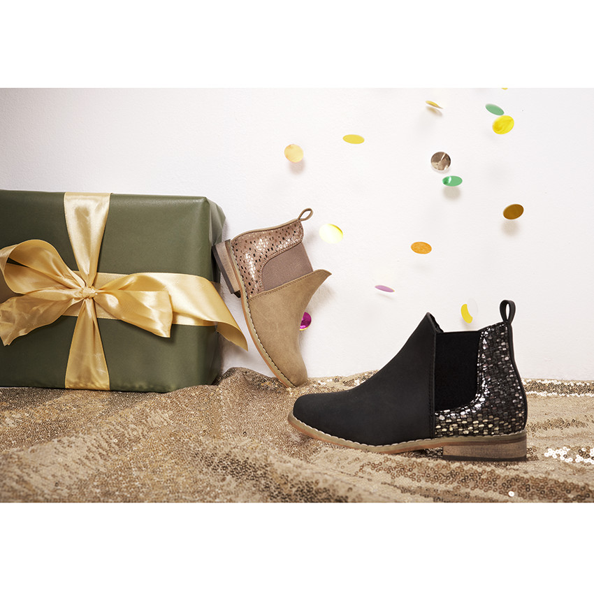 Bottes basses bi-matières à effet brillant pour enfant fille 