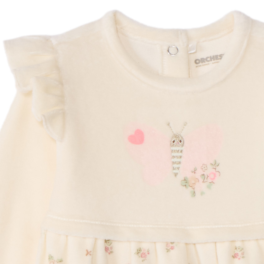 Pyjama met 2-in-1 effect in fluweel met bloemenprint voor meisjes 