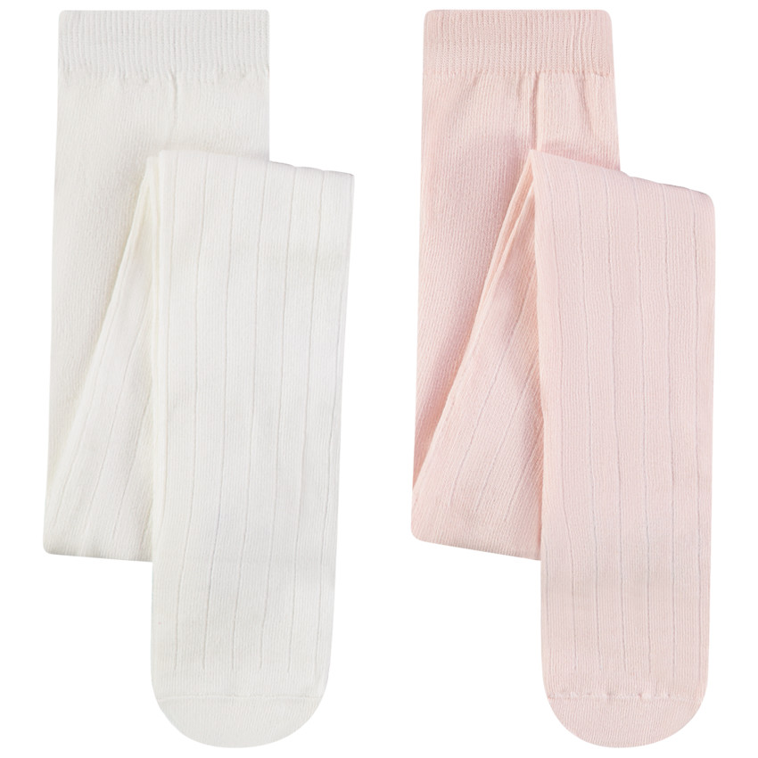 Lot de 2 paires de collants épais côtelés unis pour fille  