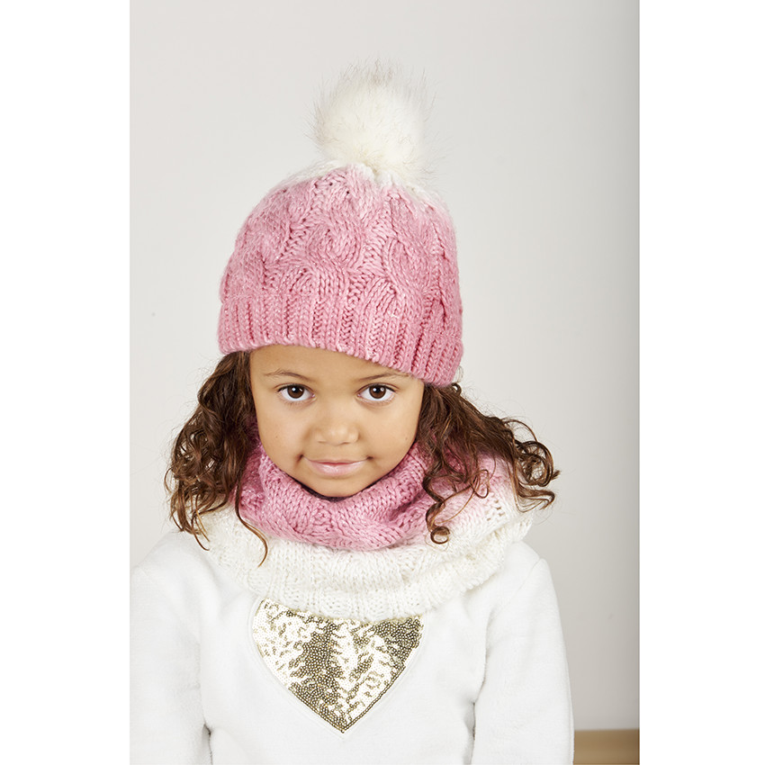 Ensemble bonnet + snood en tricot effet tie & dye pour fille 
