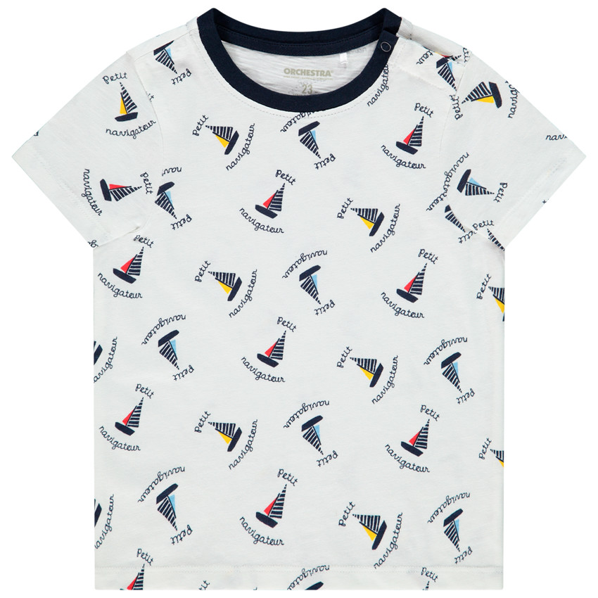 Korte mouwen T-shirt met bootjesprint voor baby jongen 