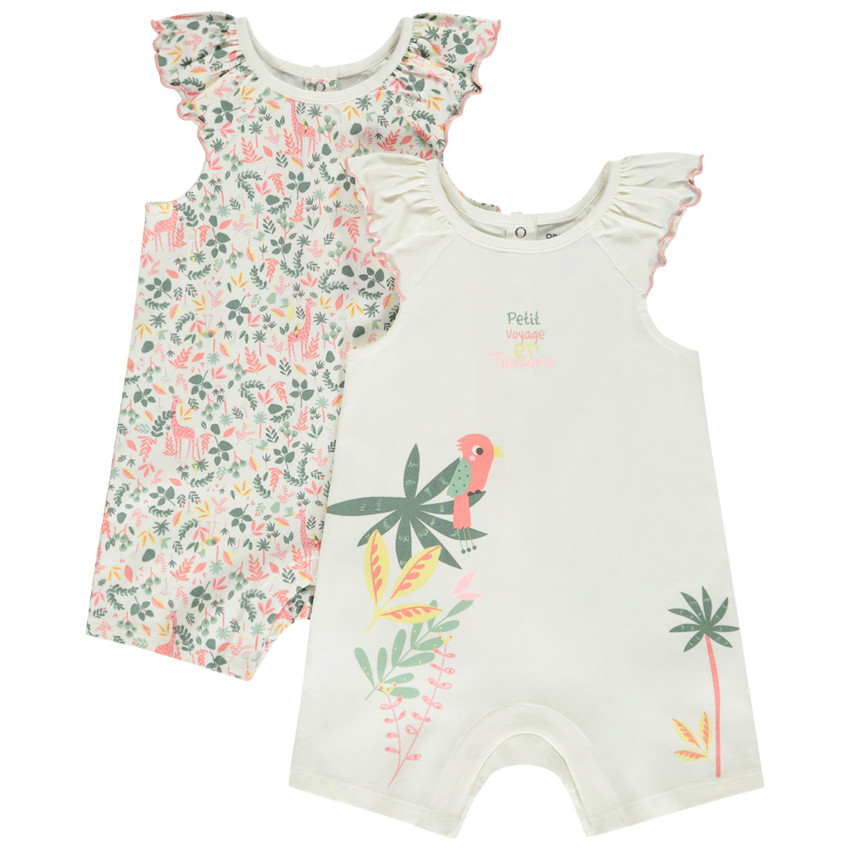 Set van 2 korte jumpsuits Tanzania voor baby meisje 