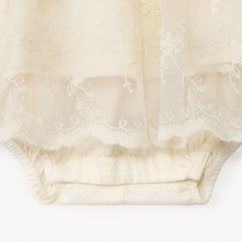Combinaison courte 2-en-1 en tulle brodée pour bébé fille 