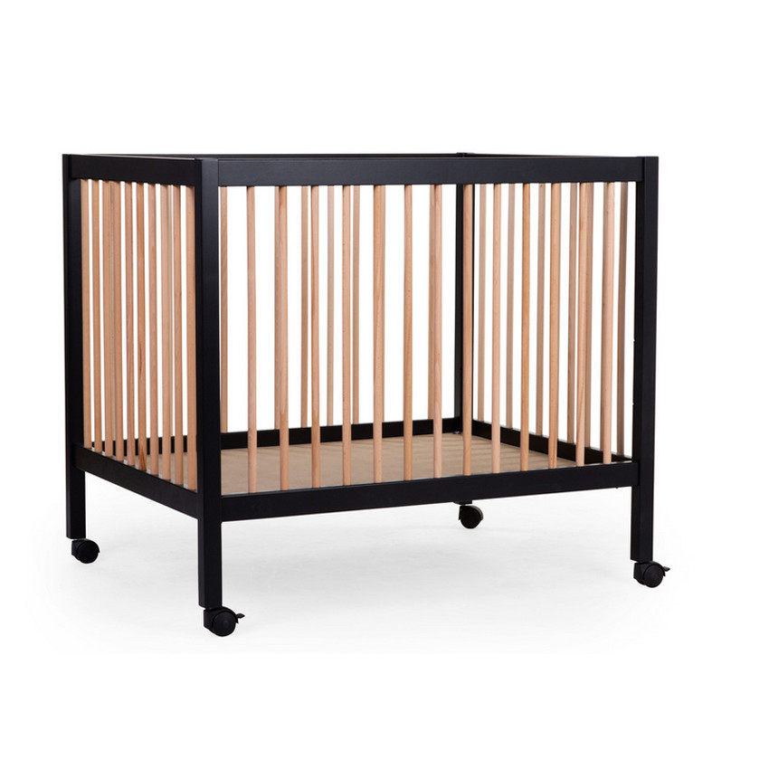 Park 97 in hout + wielen - Zwart/Natuur kleur 