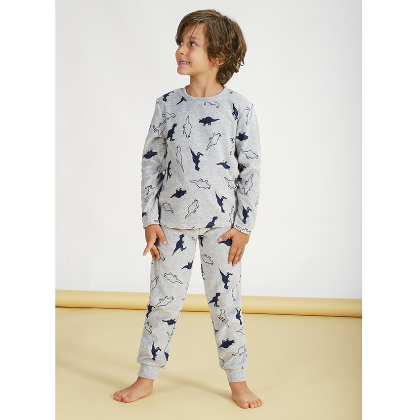 Pyjama bébé garçon en velours à motifs dinosaures multicolore