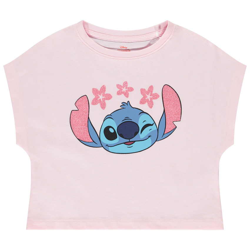 T-shirt met korte mouwen Stitch Disney, doosvorm, voor meisjes 