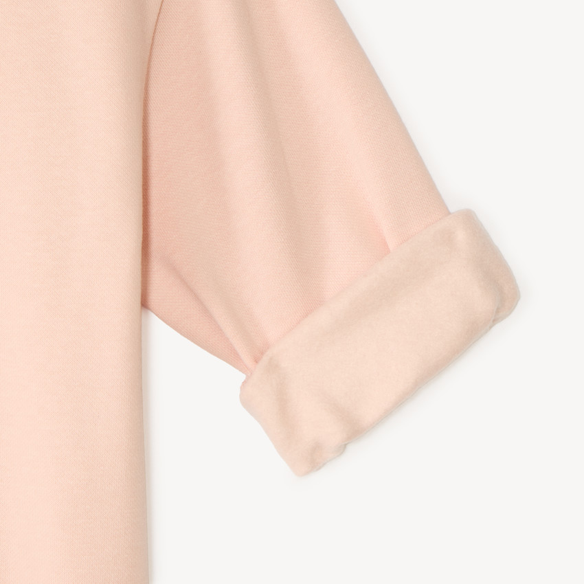 Sweat in fleece 1/2 oversized met fantasieprint voor meisjesbaby. 