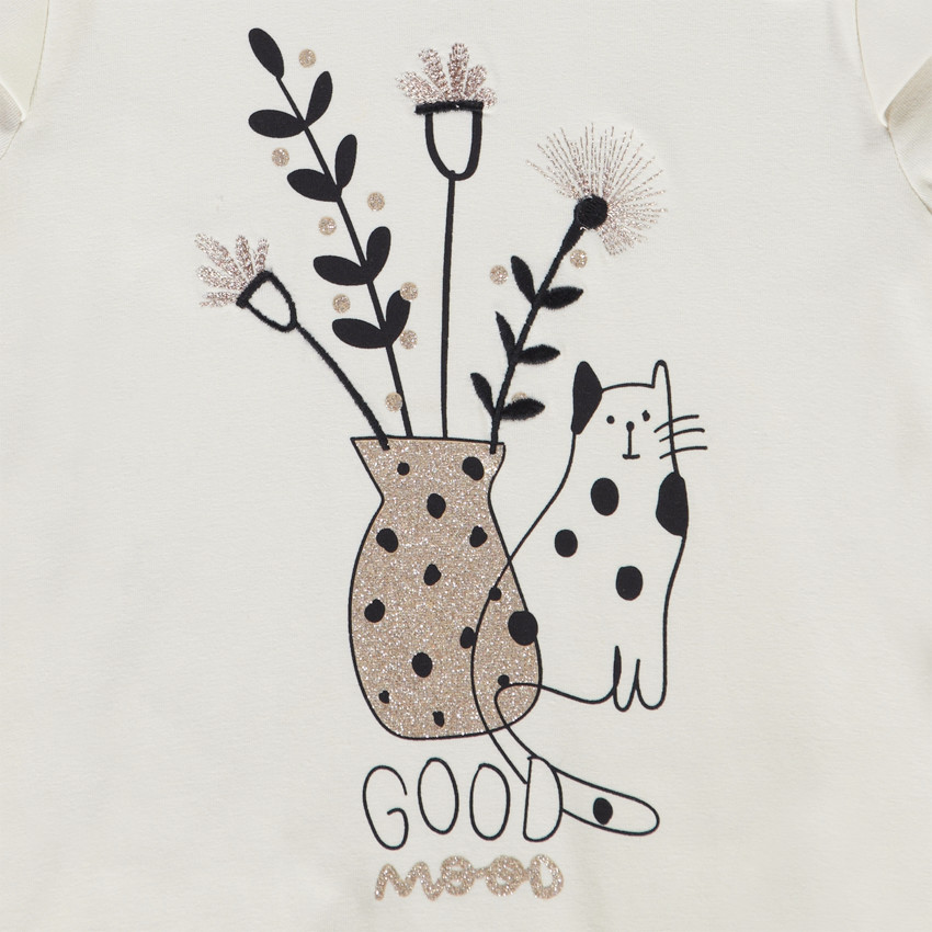 T-shirt manches longues en jersey print chat pour fille 