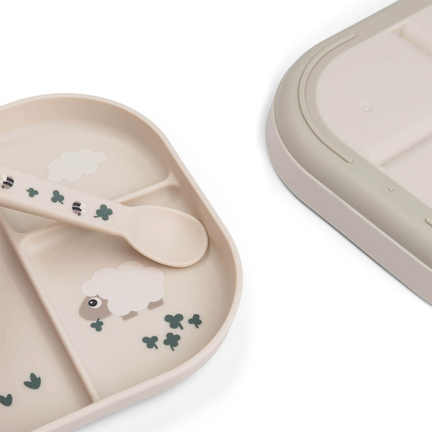 Assiette plateau à compartiments Tiny Farm sable 