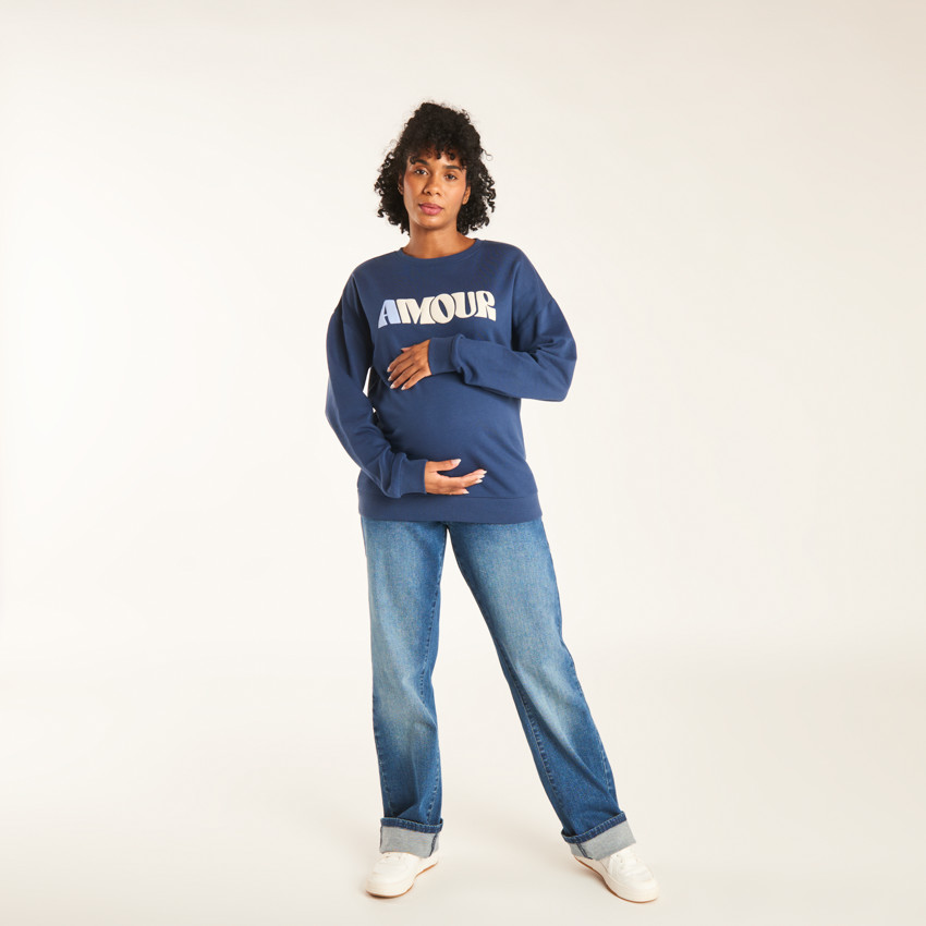 Sweatshirt in fleece met Amour print voor dames 