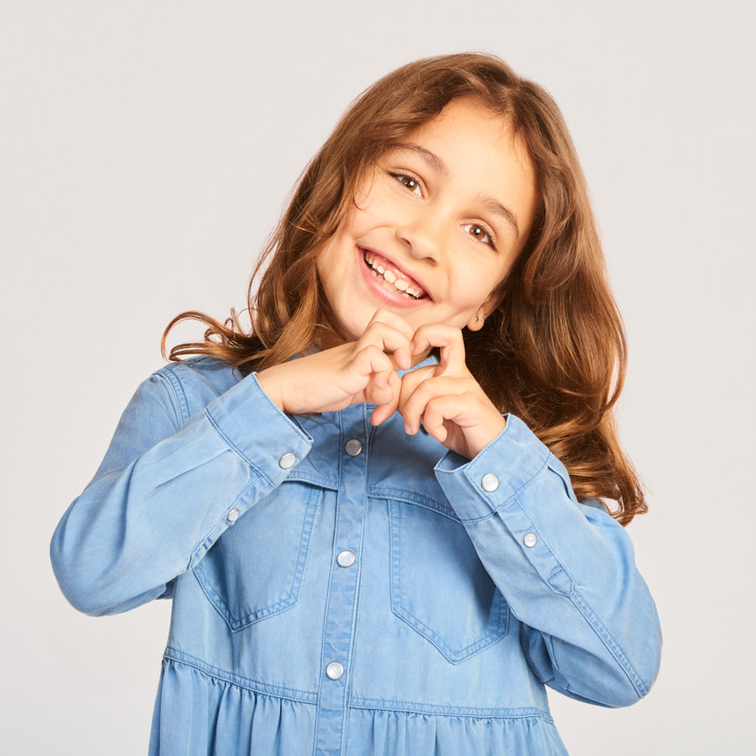 Bloemige westerse chemise jurk met lange mouwen voor meisjes 