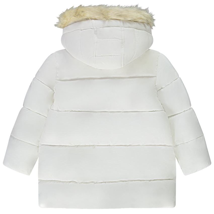 Lange donsjas met kap van stof voor meisjes 