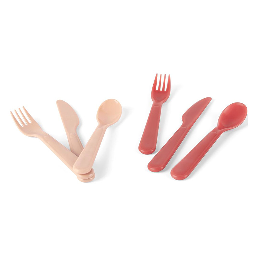 Set de 6 couverts Tiny Bioplastique – Rouge/Beige 