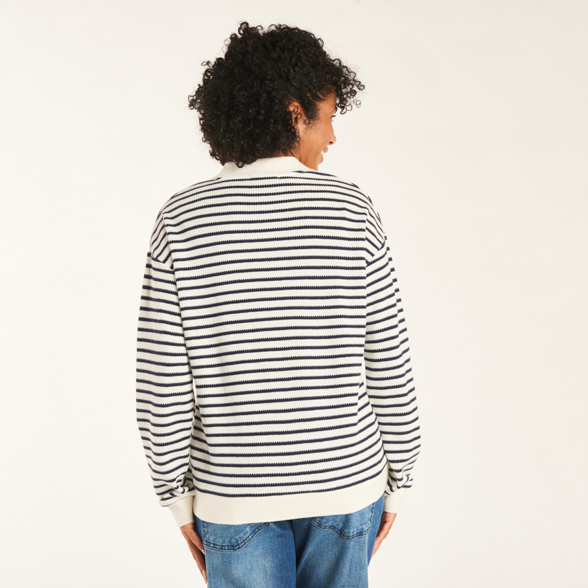 Polo marinière à manches longues pour allaitement pour femme 
