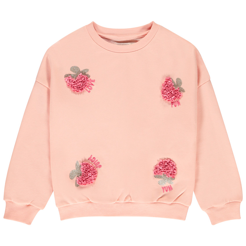 Oversize fleece sweatshirt met 3D bloemblaadjesmotief voor meisjes 