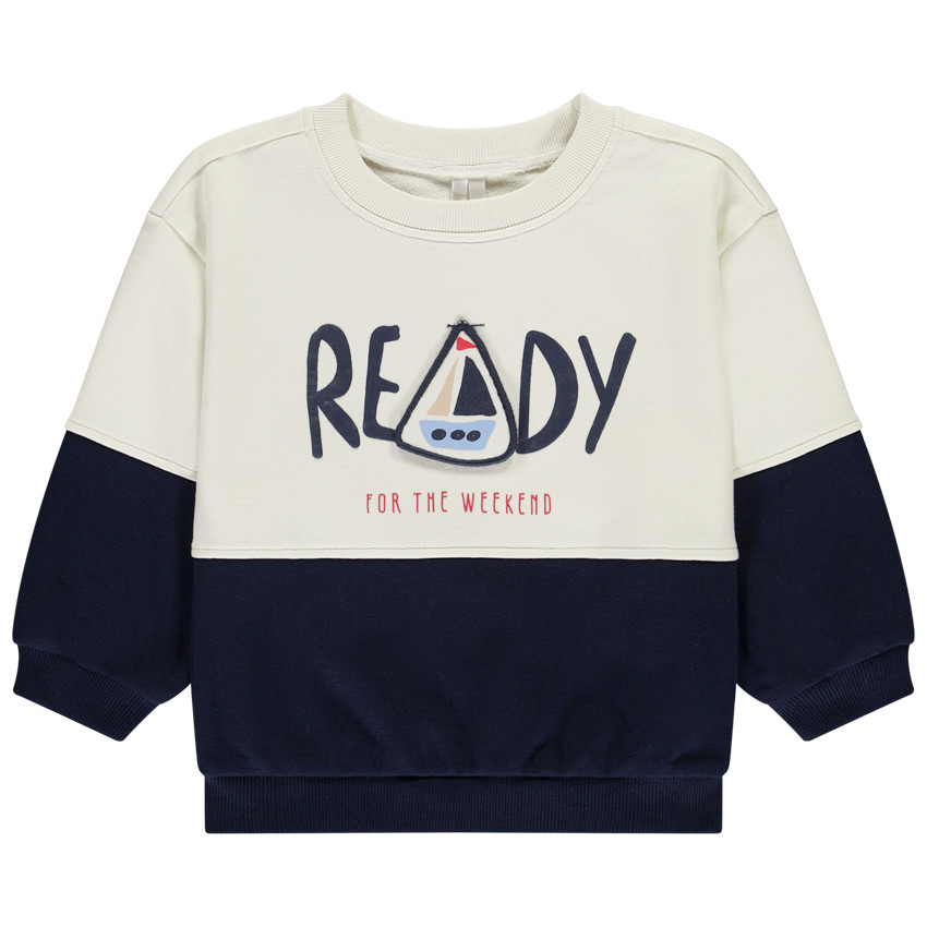 Oversized bicolore fleece sweatshirt met zeil flap voor jongen 