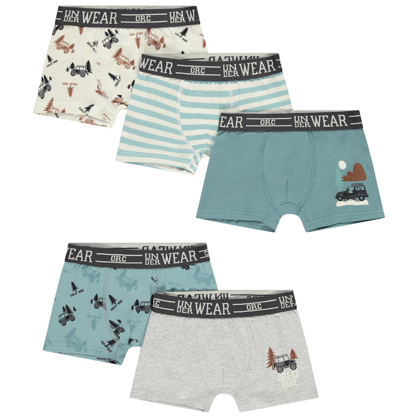 Set van 5 boxershorts met road trip motieven voor jongens 