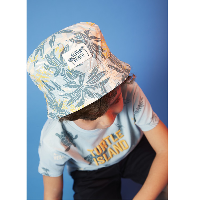 Bob van katoen met palmenprint voor jongen 