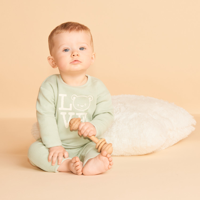 Ensemble de jogging en nid d'abeille print ourson pour bébé garçon 