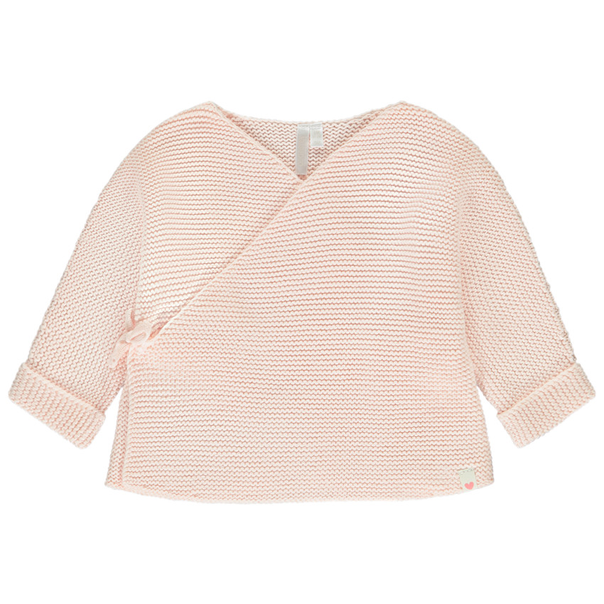 Vest met cache-cœur in gebreid voor baby meisje 