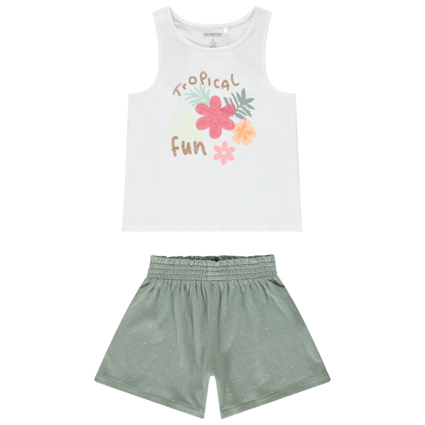 Ensemble 2 pièces avec débardeur à motif tropical pour fille 