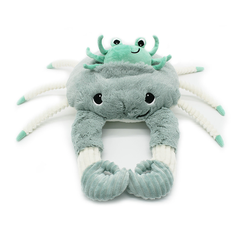 Peluche Ptipotos maman crabe Cassecou et son bébé menthe 
