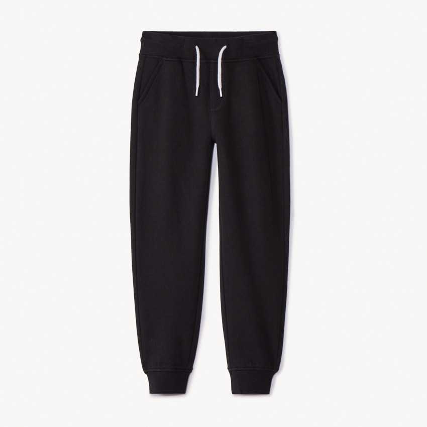 Joggingbroek van gemêleerde fleece voor jongens, met elastische taille en aantrekkoorden, twee Italiaanse zakken vooraan en een biezenzak achteraan 