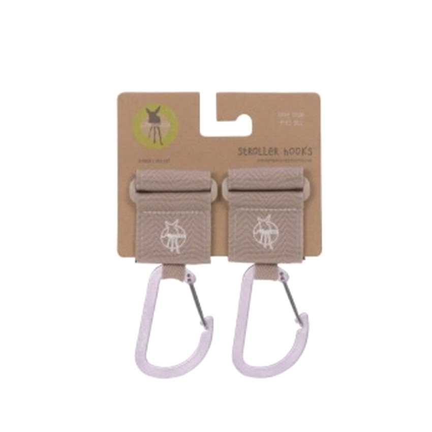 Karabijnhaken voor kinderwagen 2 stuks - Beige 