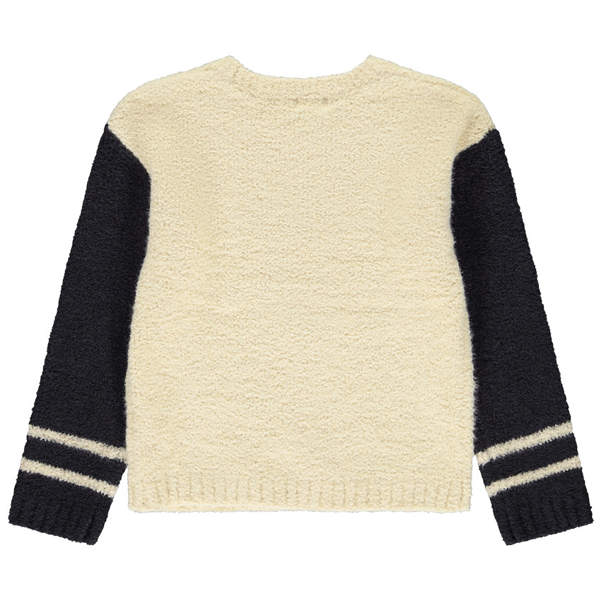 Pull en tricot pelucheux motif cœur pour fille 