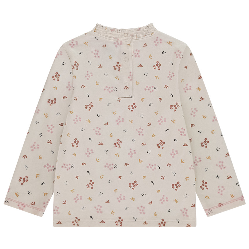 Sous-pull à col smocké imprimé végétal pour bébé fille 