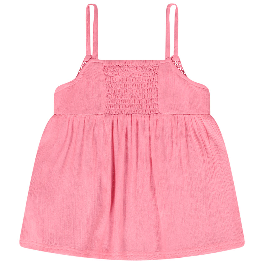 Top uni à bretelles avec buste en crochet pour fille 