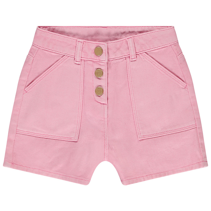 Short denim overdyed uni met knoppen voor meisjes 