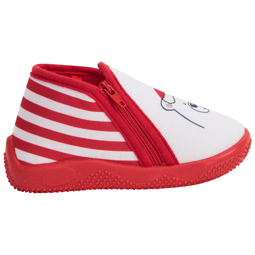 Chaussons bottillons rayés ours de Noël pour bébé 