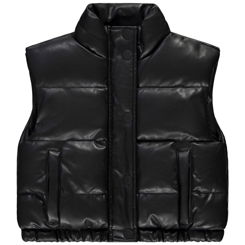 Doudoune sans manches en similicuir et doublure en sherpa pour fille  