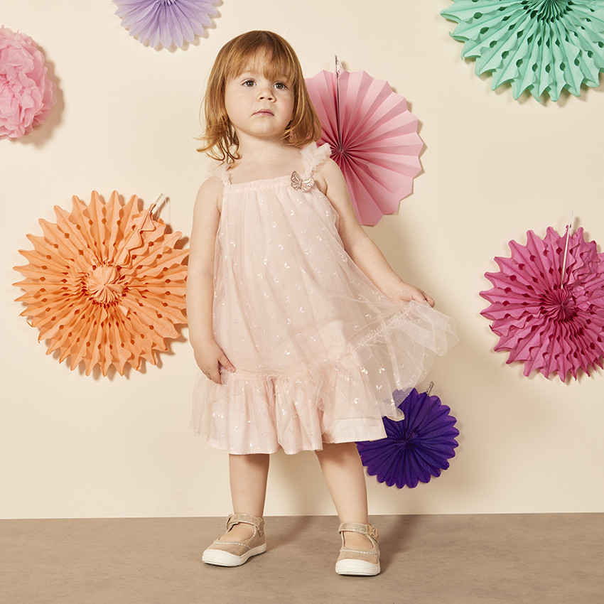Robe sans manches en tulle imprimés papillons pour bébé fille 
