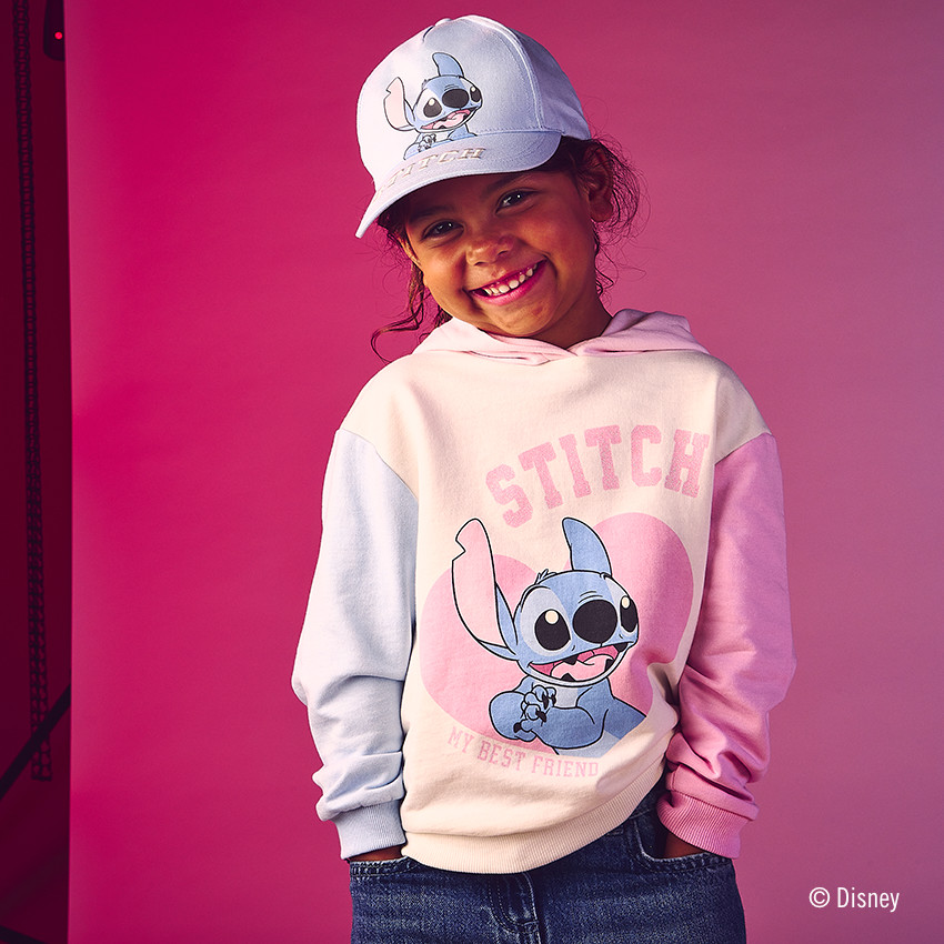 Sweat à capuche effet color block Stitch Disney pour fille 