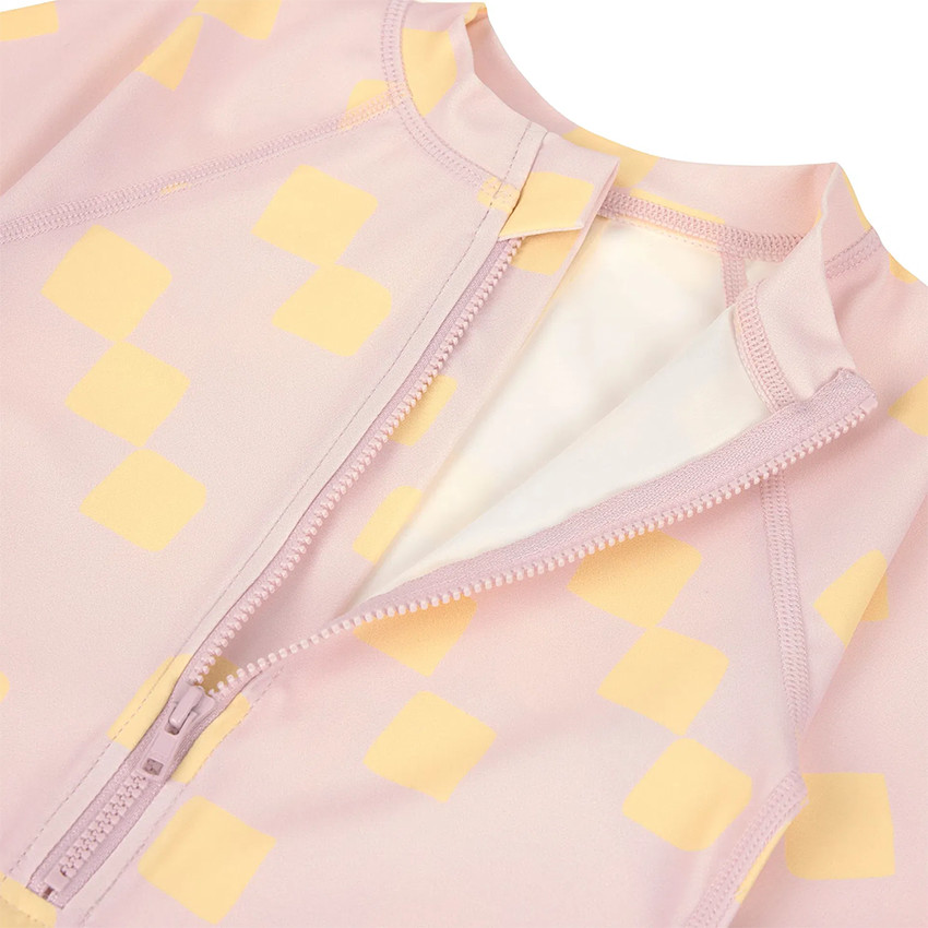 Maillot de bain manches courtes T92 (19-24 mois) Checkerboard Pale Pink/Yellow 