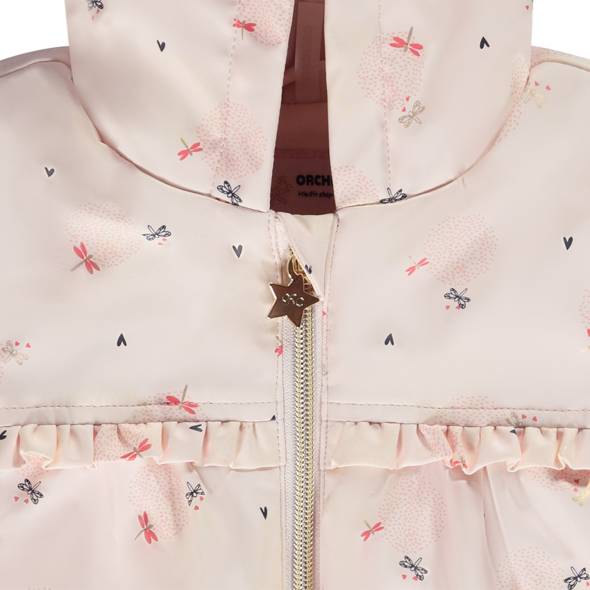 Parka gomme à capuche doublée jersey imprimé fantaisie pour bébé fille 