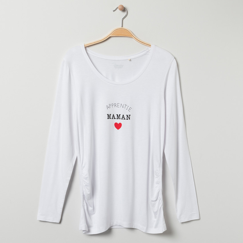 Zwangerschaps-T-shirt met lange mouwen en gedrukt opschrift 