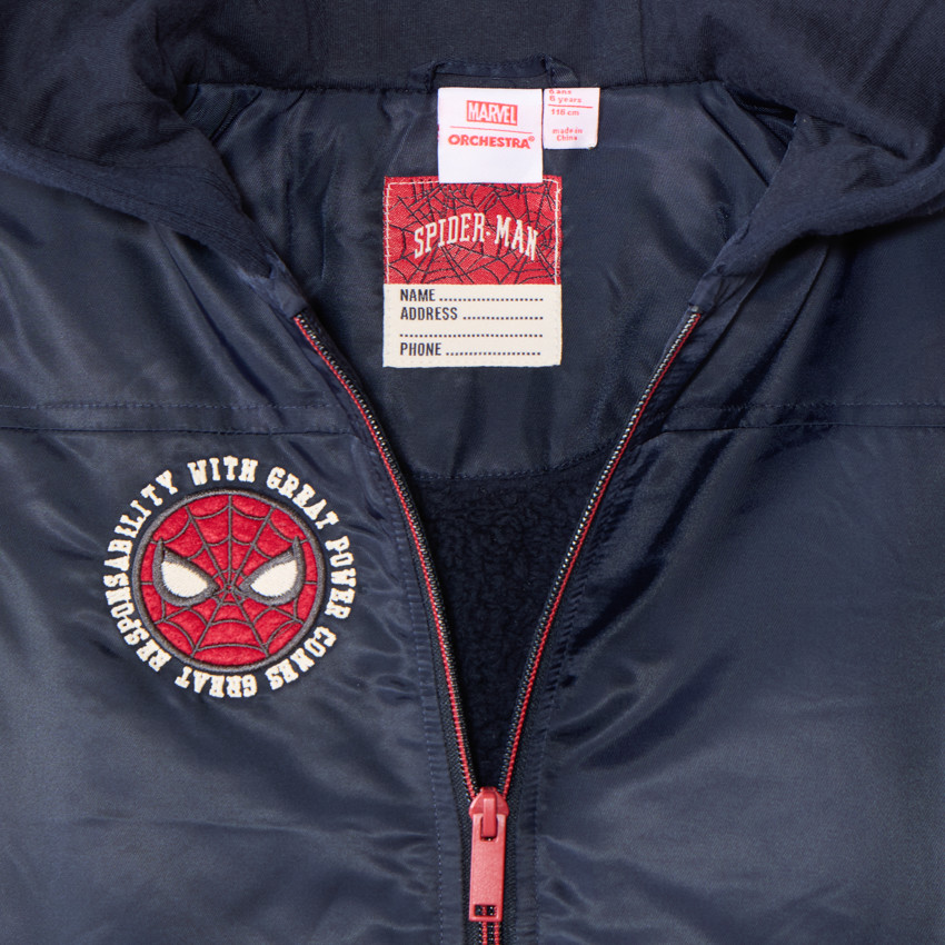 Blouson teddy à capuche Spider-Man Marvel pour garçon 