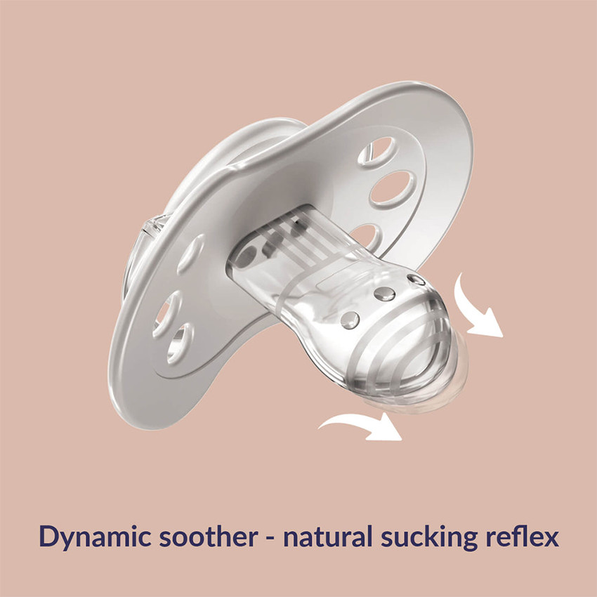 Fopspeen Dynamic Silicone 0-3m Light Grey/Dark Grey 