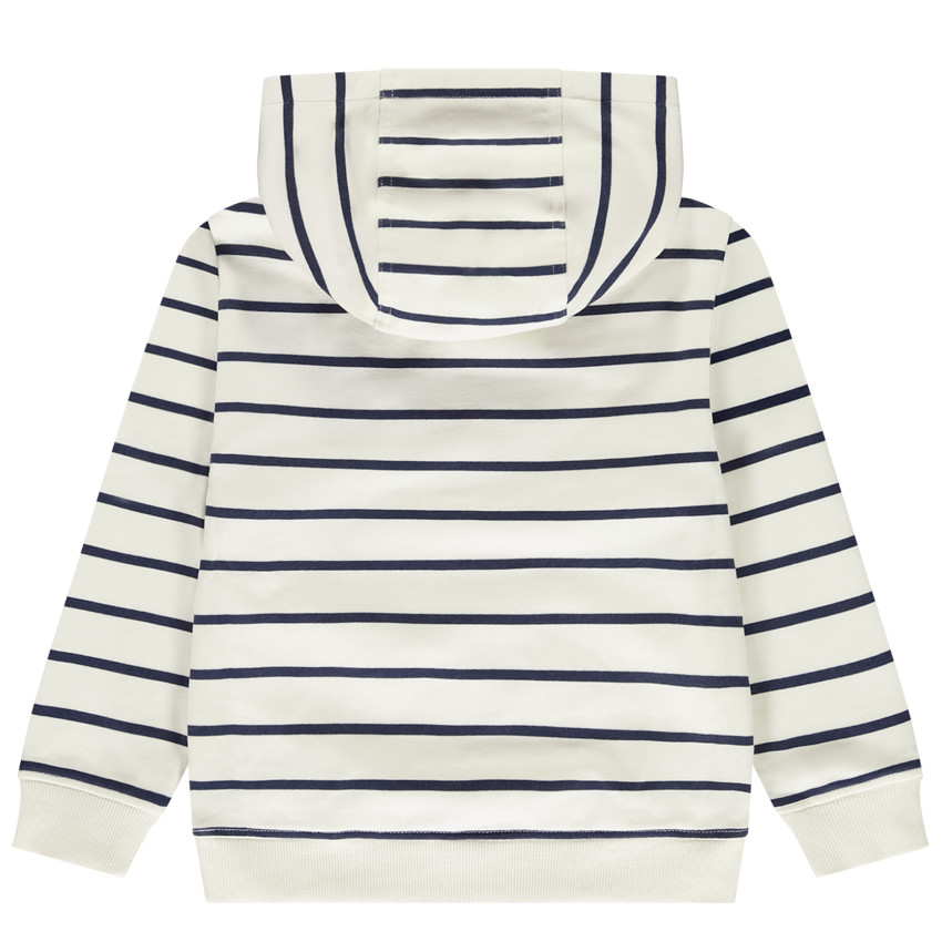 Sweatshirt met kap in fantasie marinière van fleece voor jongen 