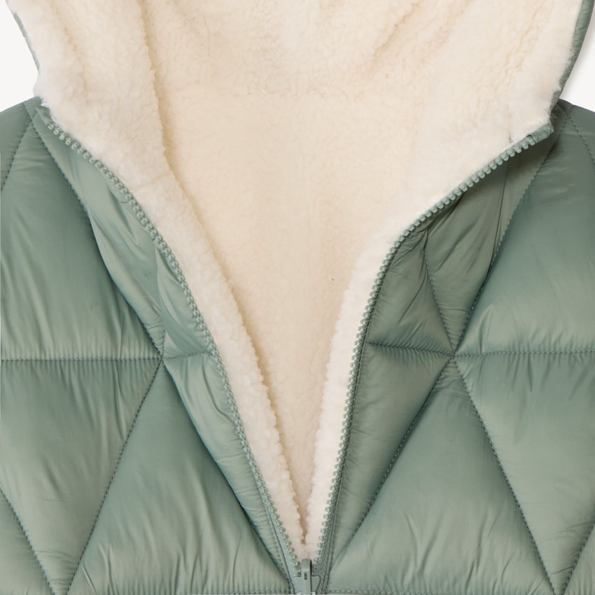 Reversible lange dunne jas in twee stoffen voor meisjes 