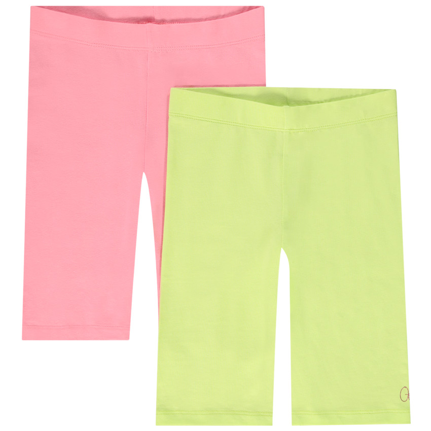 Set van 2 effen fietsbroeken in jersey voor meisjes 