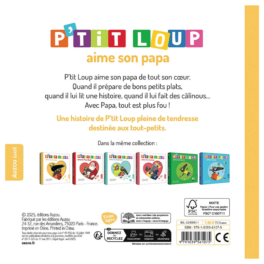Boek FR P'tit Loup aime son Papa 1jaar+ 